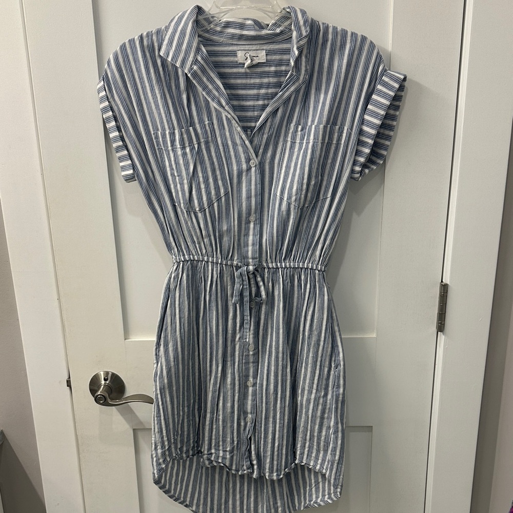 Japna Navy and White Striped Cotton Top